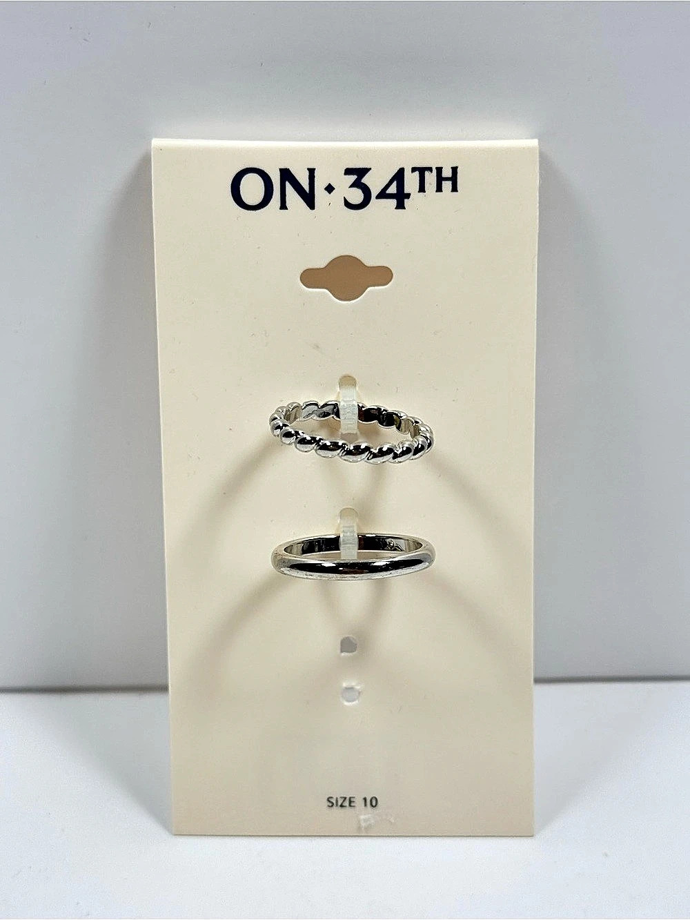ON·34TH Two-Piece Ring Set in Silver Size 10 NWT